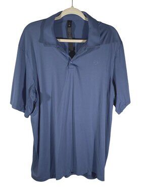Lululemon Mens Snap Front Performance Polo XL slate blue Short Sleeve Shirt